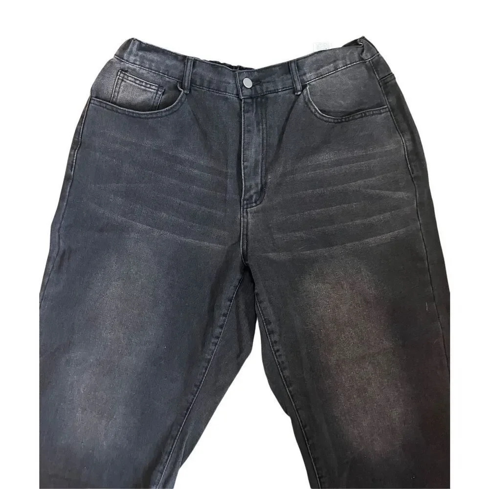 New SHEIN CURVE BLACK WIDE LEG JEANS 1x - Picture 8 of 9